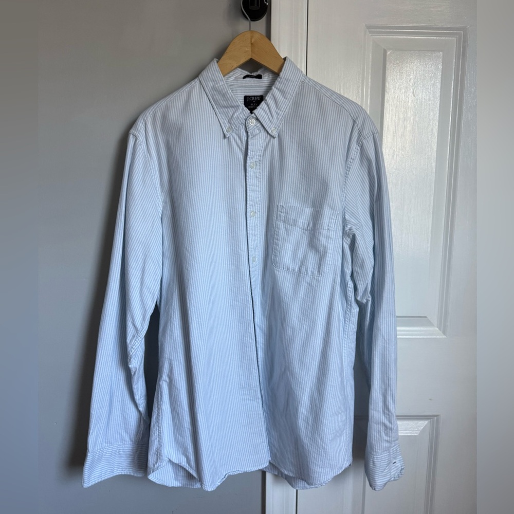 J. Crew Light Blue and White Flex Oxford Shirt